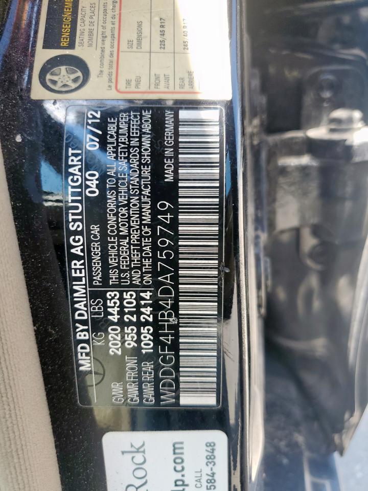 2013 Mercedes-Benz C 250 VIN: WDDGF4HB4DA759749 Lot: 63803455