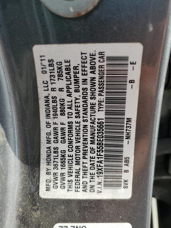 2011 Honda Civic Lx VIN: 19XFA1F55BE035661 Lot: 63329865