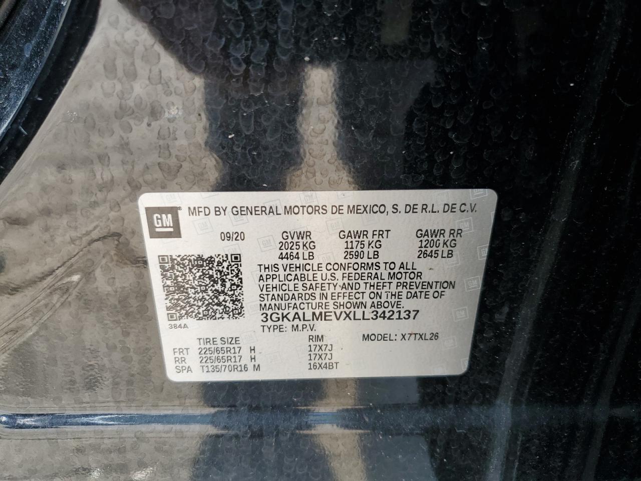 2020 GMC Terrain Sle VIN: 3GKALMEVXLL342137 Lot: 64068165