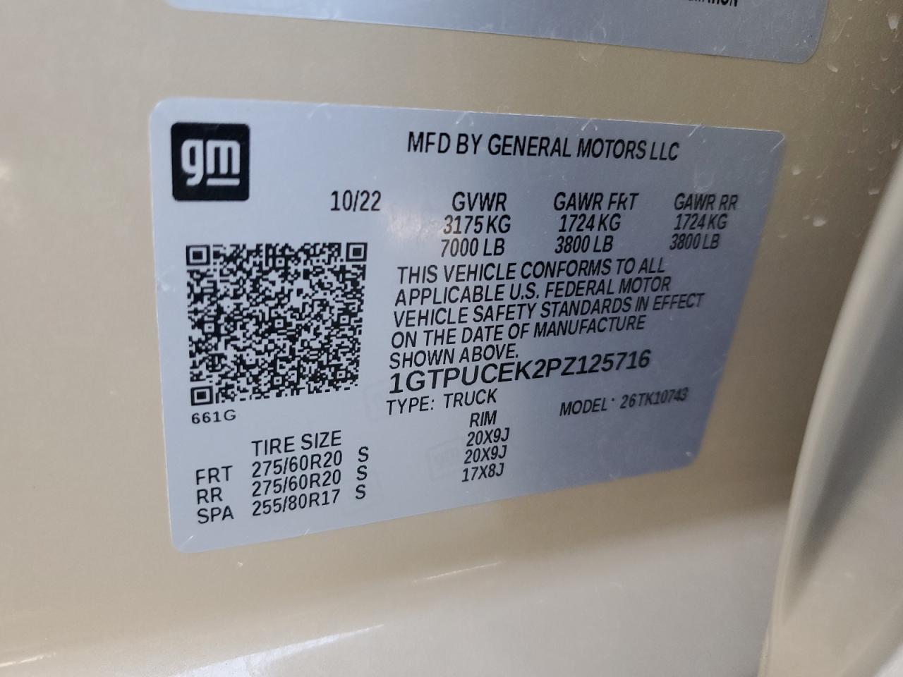 1gtpucek2pz125716 1GTPUCEK2PZ125716 2023 GMC Sierra K1500 Elevation