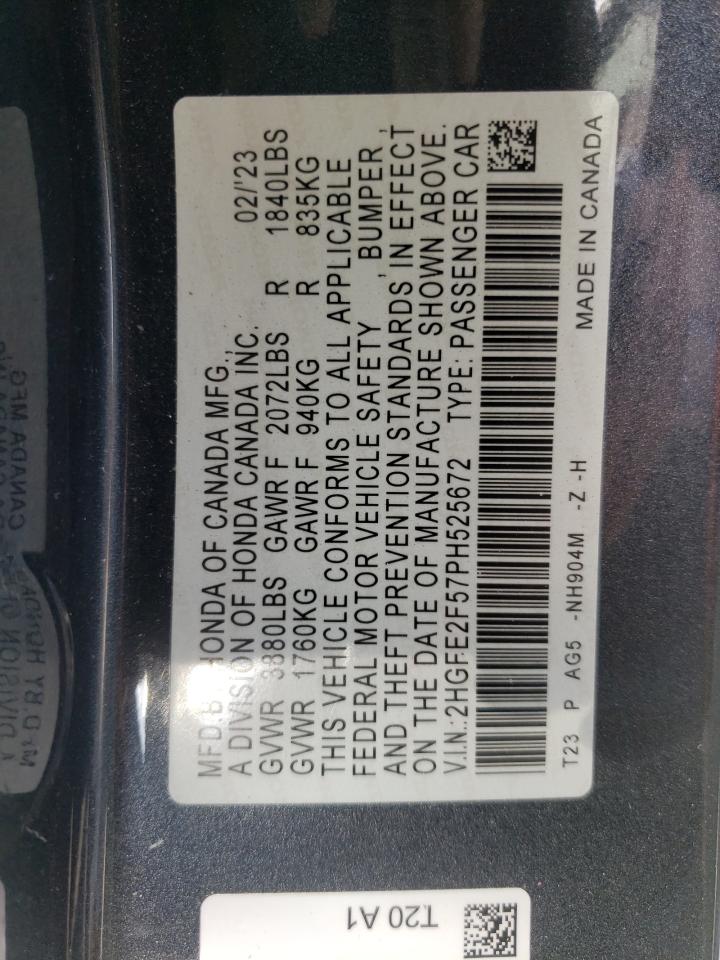 2023 Honda Civic Sport VIN: 2HGFE2F57PH525672 Lot: 62967515
