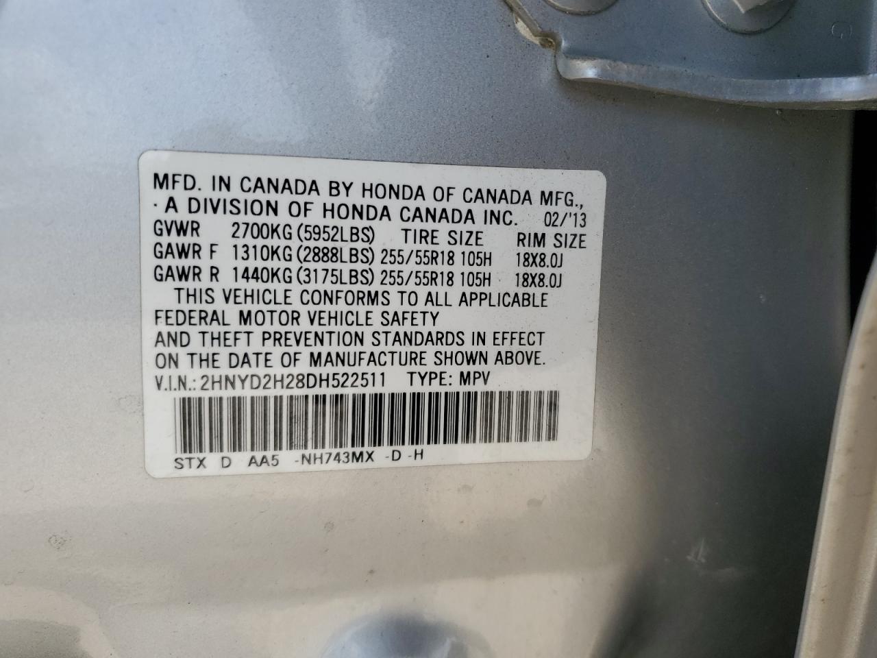 2hnyd2h28dh522511 2HNYD2H28DH522511 2013 Acura Mdx