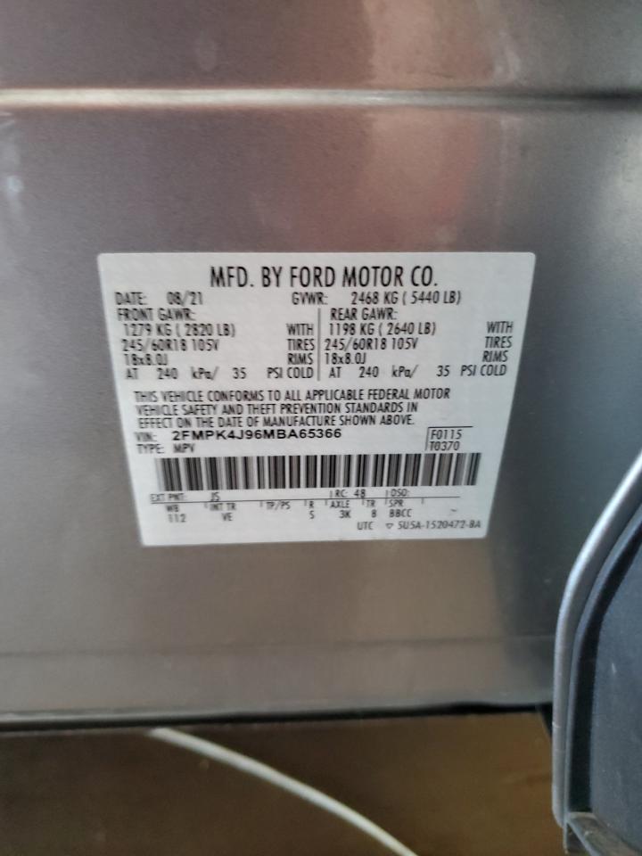 2021 Ford Edge Sel VIN: 2FMPK4J96MBA65366 Lot: 63272605