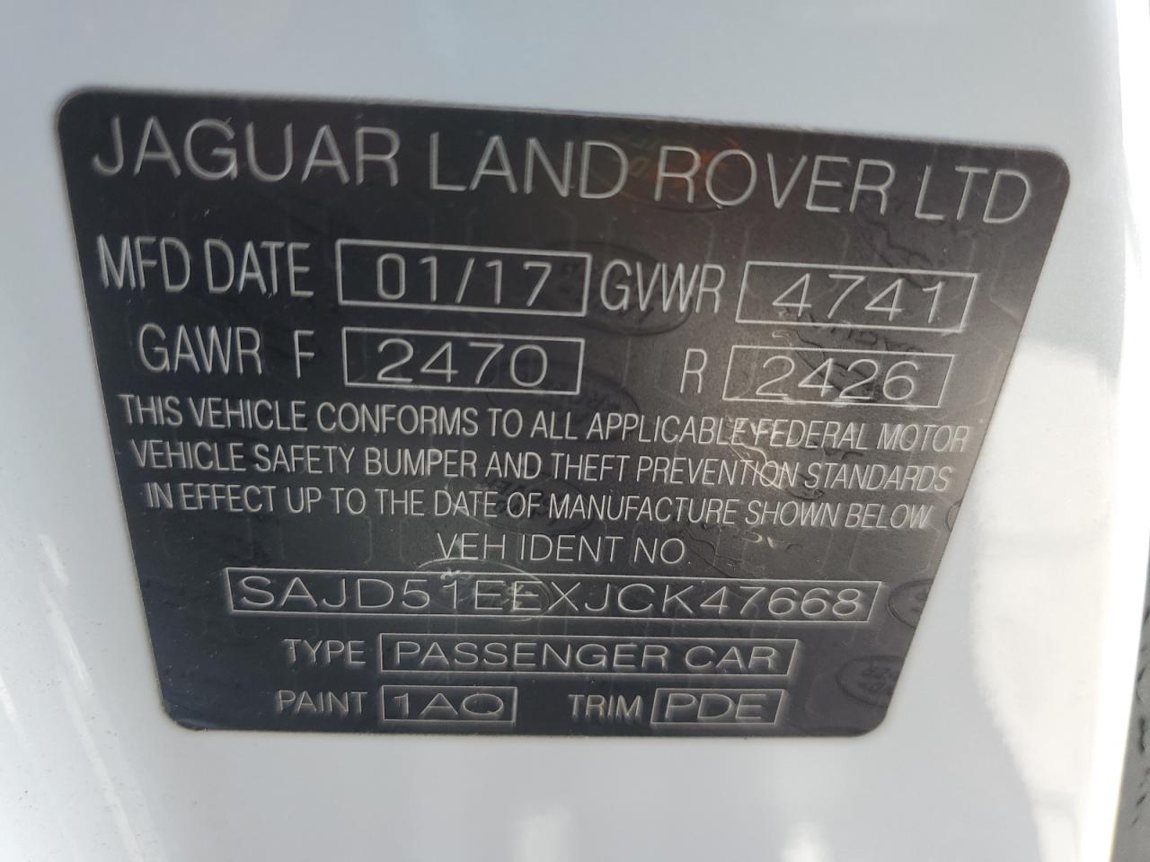 2018 Jaguar F-Type R VIN: SAJD51EEXJCK47668 Lot: 62709165