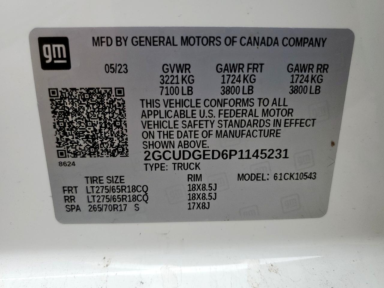 2023 Chevrolet Silverado K1500 Ltz VIN: 2GCUDGED6P1145231 Lot: 65516055