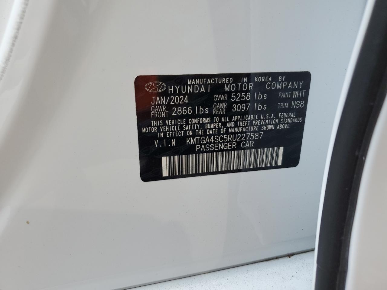 2024 Genesis G80 Sport Prestige VIN: KMTGA4SC5RU227587 Lot: 64421135