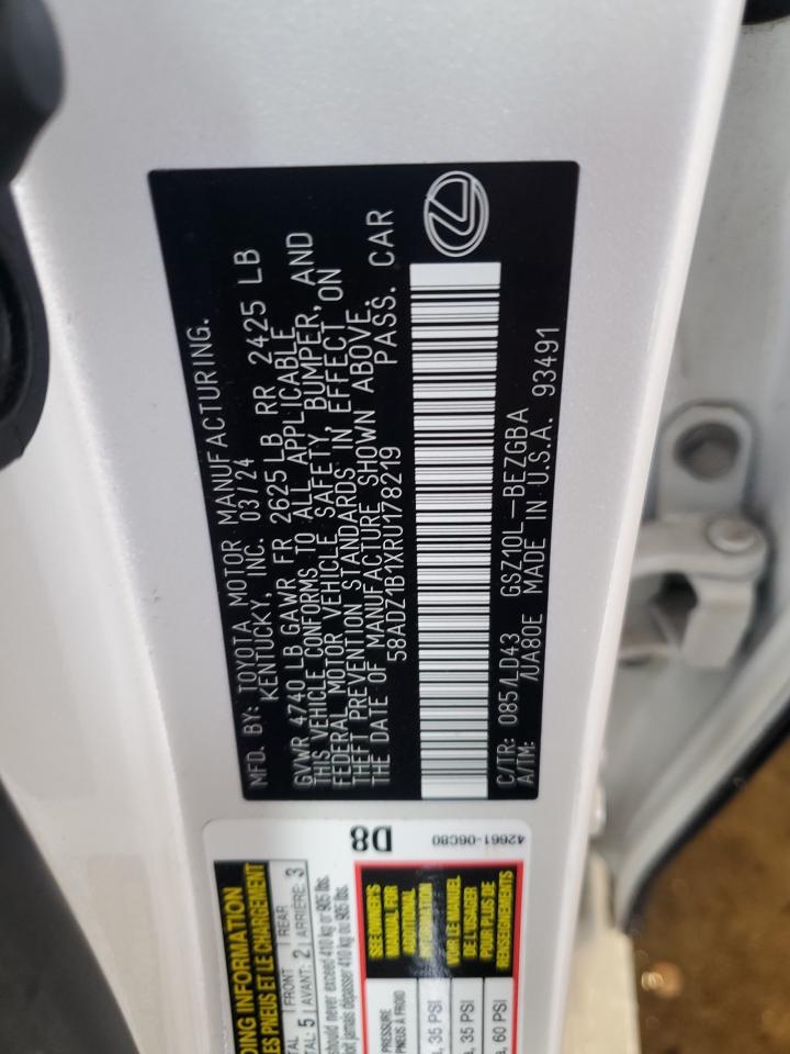 58adz1b1xru178219 58ADZ1B1XRU178219 2024 Lexus Es 350 Base