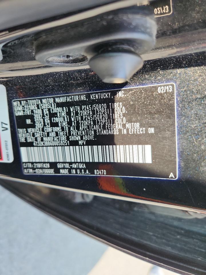 2013 Toyota Venza Le VIN: 4T3ZK3BB6DU059251 Lot: 64250085