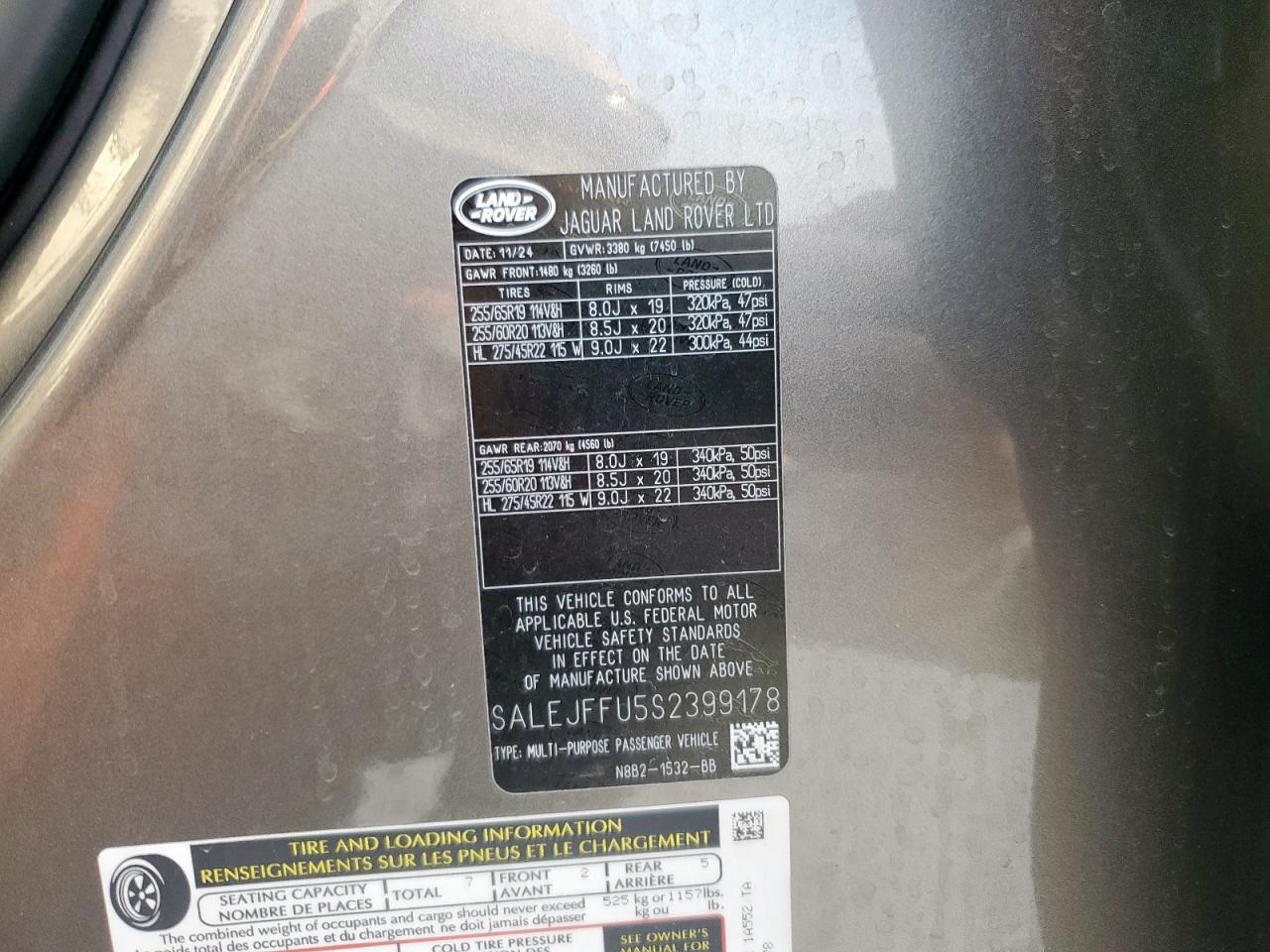 2025 Land Rover Defender 130 S VIN: SALEJFFU5S2399178 Lot: 61949745