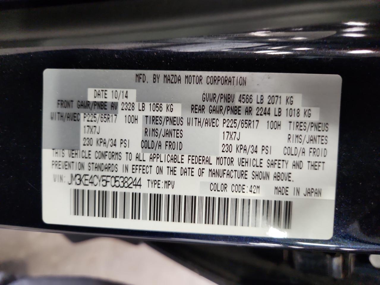 2015 Mazda Cx-5 Touring VIN: JM3KE4CY5F0538244 Lot: 64789835