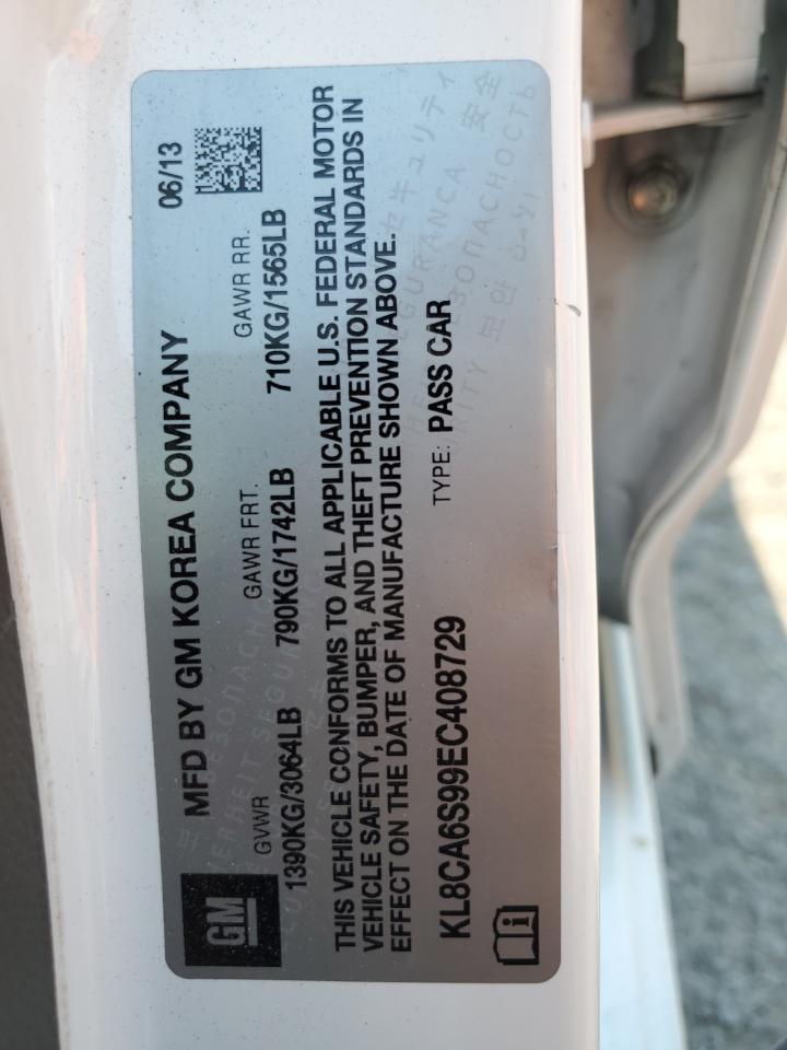2014 Chevrolet Spark Ls VIN: KL8CA6S99EC408729 Lot: 65055915