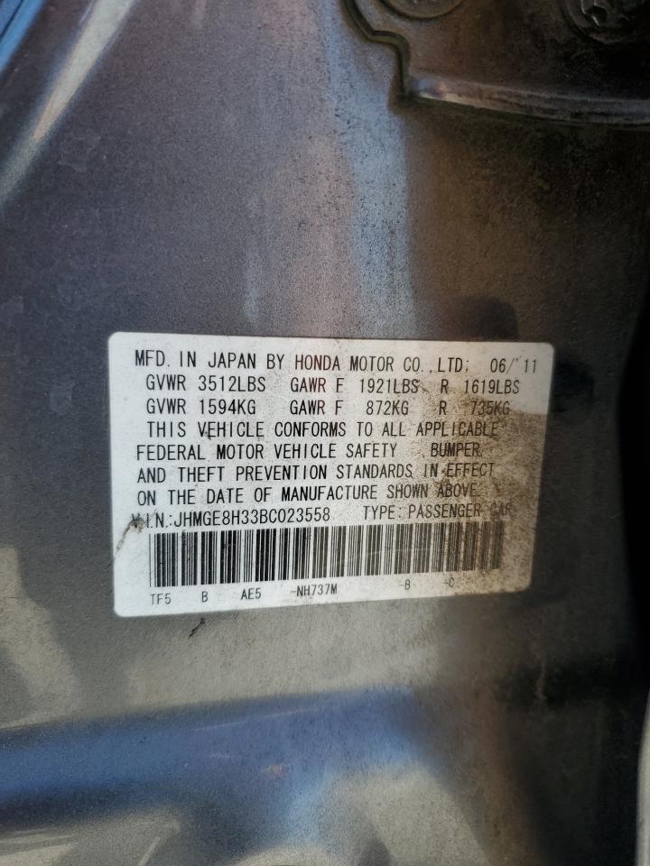 2011 Honda Fit VIN: JHMGE8H33BC023558 Lot: 66556015