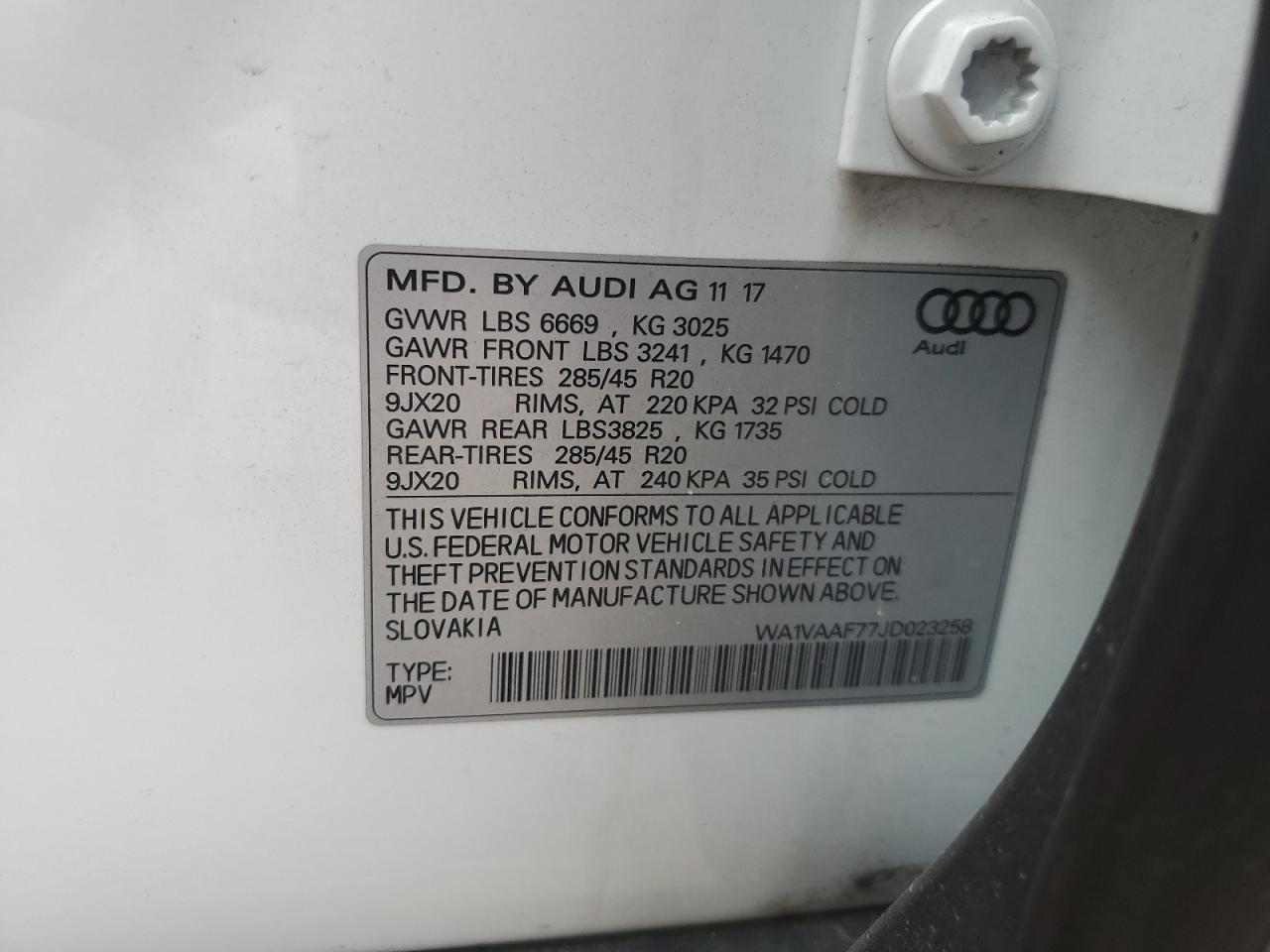 2018 Audi Q7 Prestige VIN: WA1VAAF77JD023258 Lot: 62504815