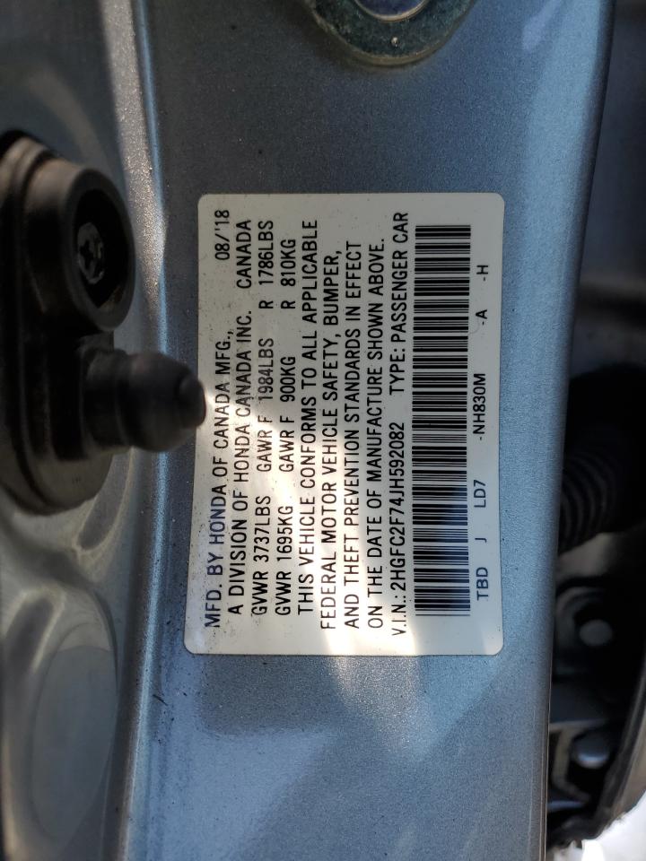 2018 Honda Civic Ex VIN: 2HGFC2F74JH592082 Lot: 64331315