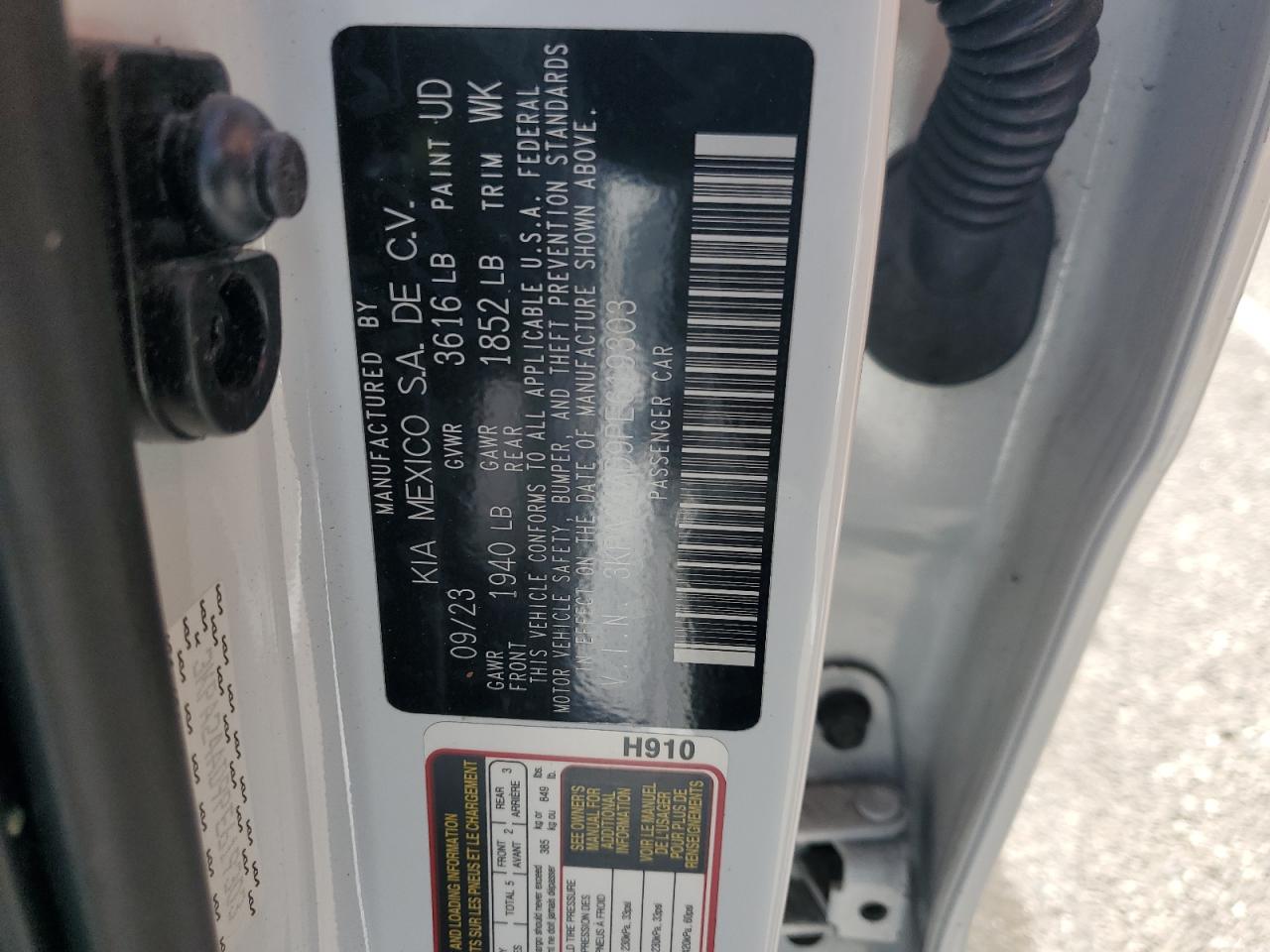 2023 Kia Rio Lx VIN: 3KPA24AD9PE619303 Lot: 64121505