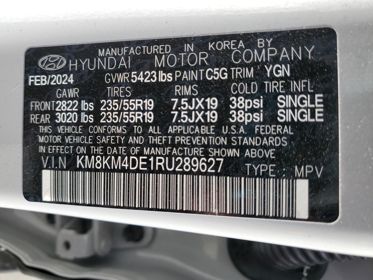 2024 Hyundai Ioniq 5 Se VIN: KM8KM4DE1RU289627 Lot: 63325895
