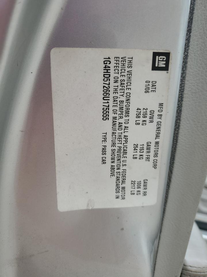 2006 Buick Lucerne Cxl VIN: 1G4HD57266U175555 Lot: 65481795