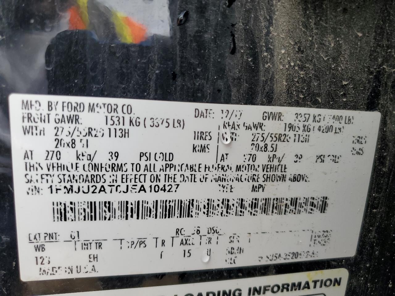 2018 Ford Expedition Limited VIN: 1FMJU2AT0JEA10427 Lot: 65370095