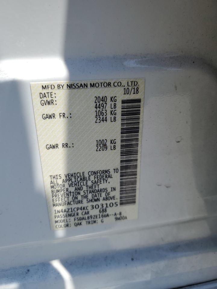 2019 Nissan Leaf S VIN: 1N4AZ1CP4KC303105 Lot: 63367405