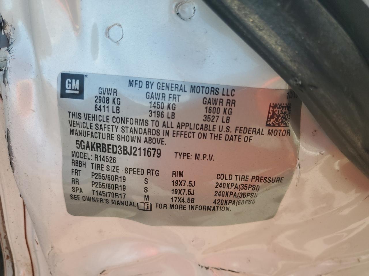 2011 Buick Enclave Cxl VIN: 5GAKRBED3BJ211679 Lot: 64266775
