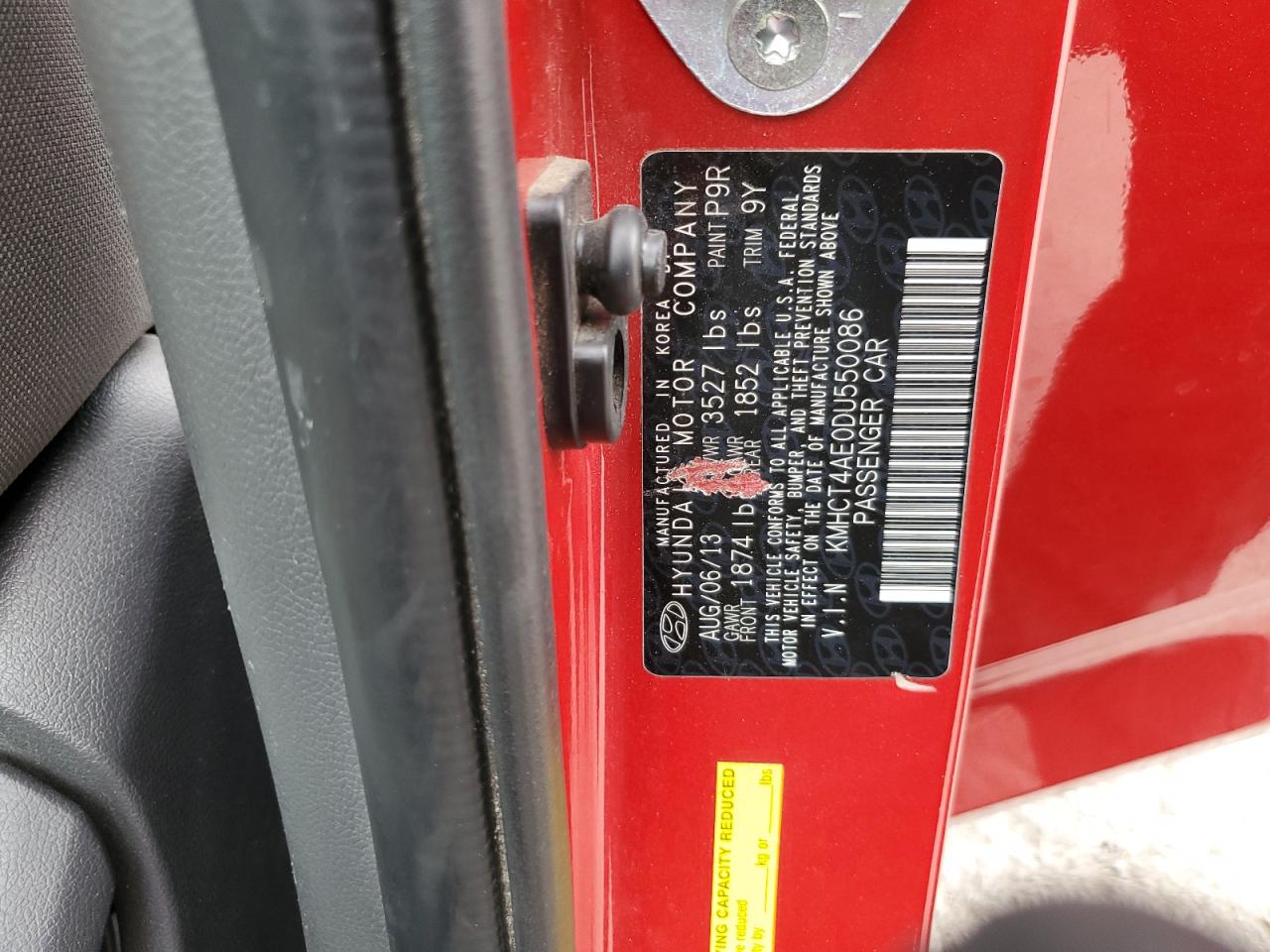 2013 Hyundai Accent Gls VIN: KMHCT4AE0DU550086 Lot: 62783865