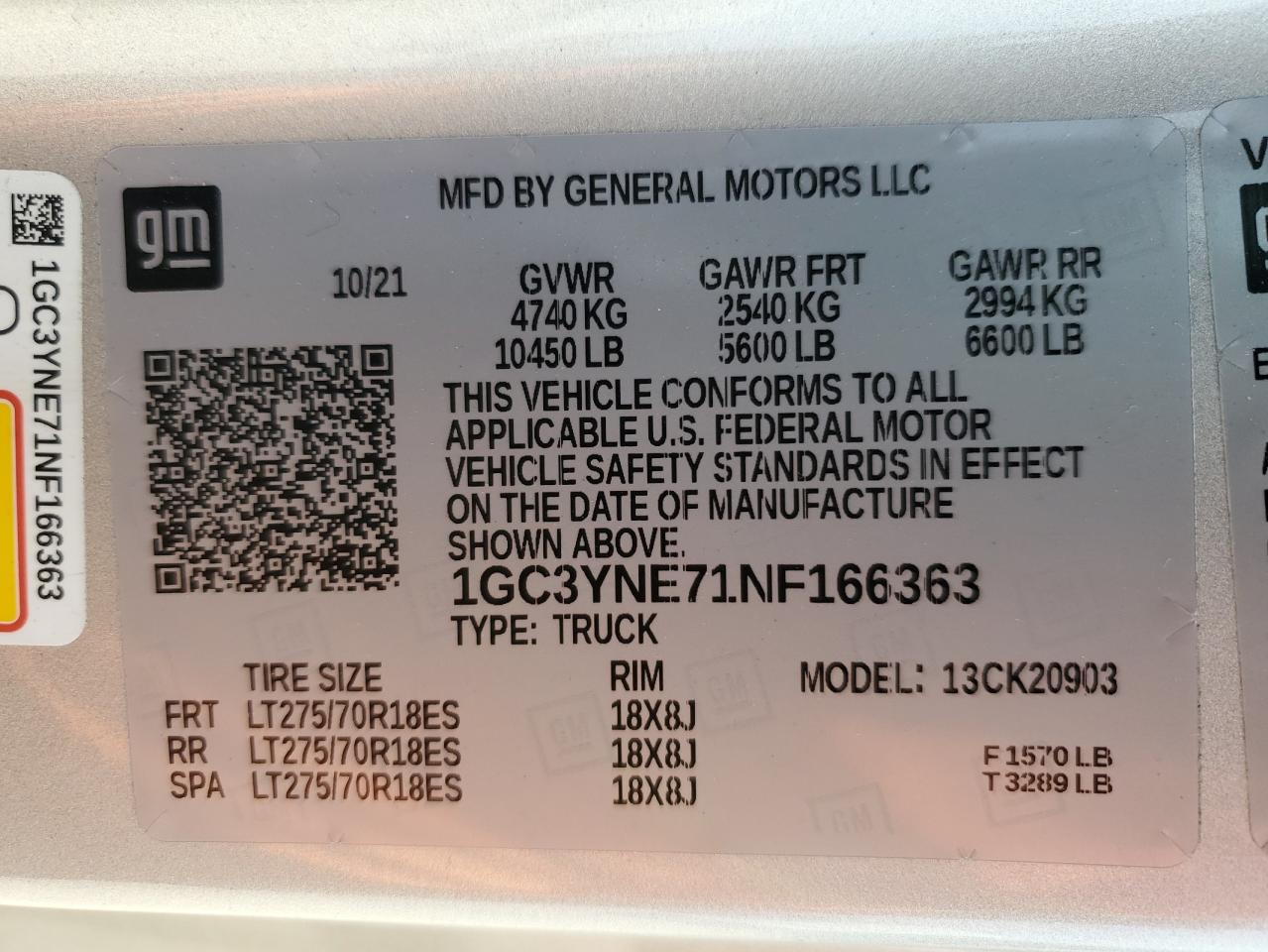 2022 Chevrolet Silverado K2500 Heavy Duty Lt VIN: 1GC3YNE71NF166363 Lot: 64775045