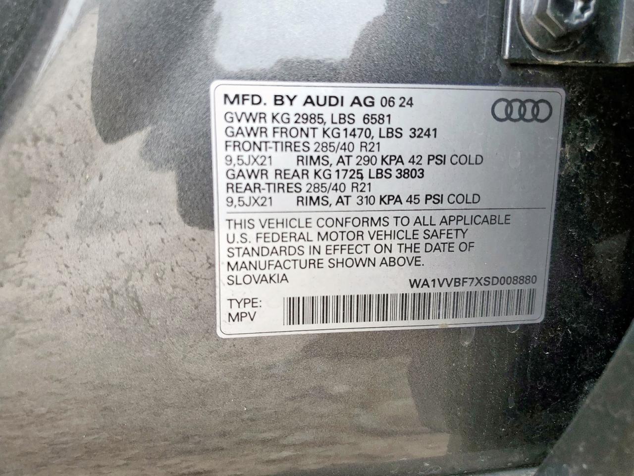 2025 Audi Q7 Prestige VIN: WA1VVBF7XSD008880 Lot: 64804675