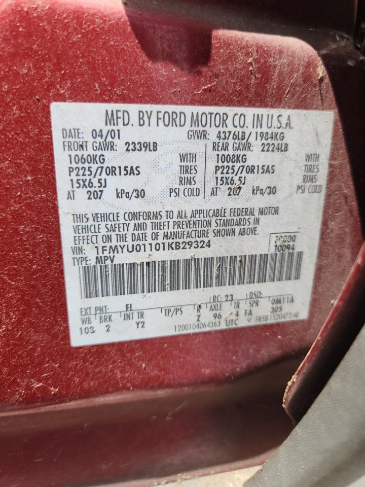 2001 Ford Escape Xls VIN: 1FMYU01101KB29324 Lot: 65188145