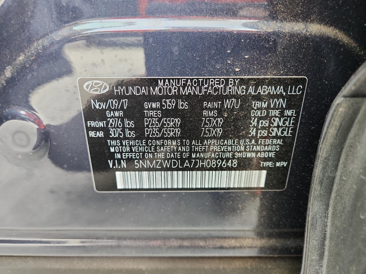 2018 Hyundai Santa Fe Sport VIN: 5NMZWDLA7JH089648 Lot: 62087235