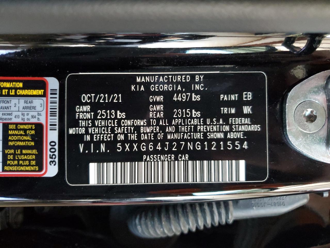 2022 Kia K5 Gt Line VIN: 5XXG64J27NG121554 Lot: 63669245