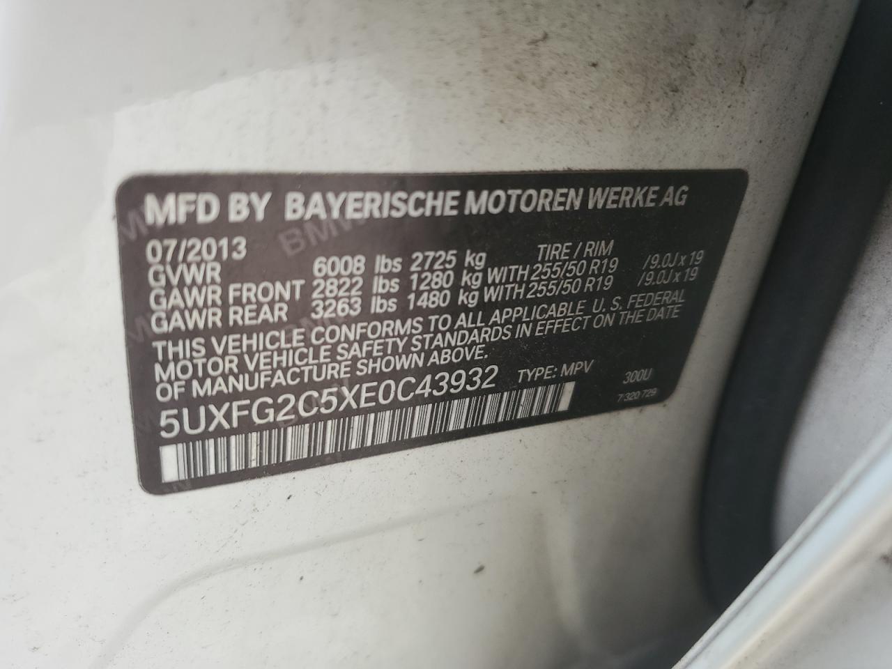 2014 BMW X6 xDrive35I VIN: 5UXFG2C5XE0C43932 Lot: 63368375