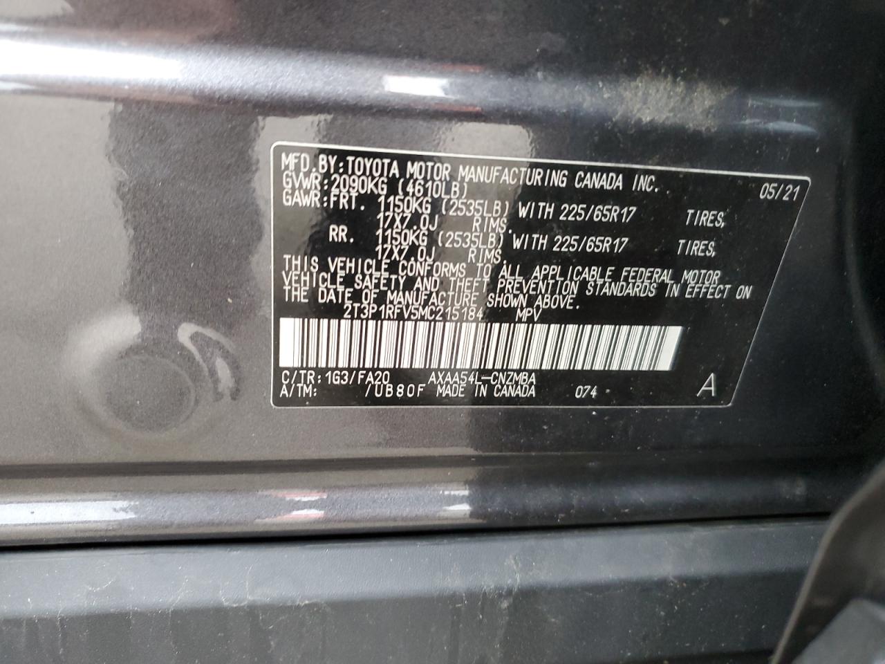 2021 Toyota Rav4 Xle VIN: 2T3P1RFV5MC215184 Lot: 66905905