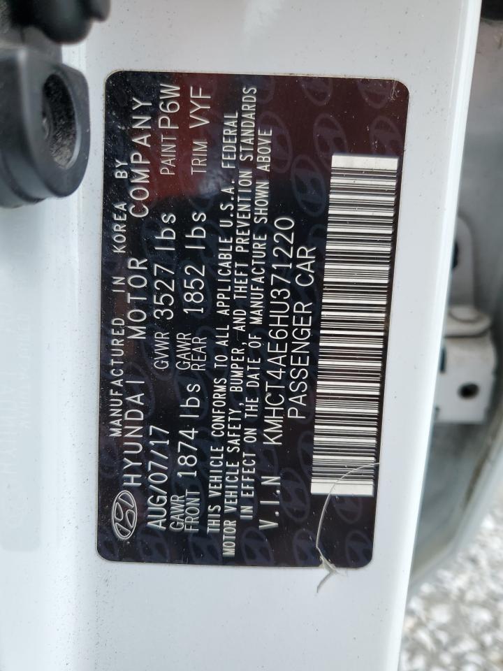 2017 Hyundai Accent Se VIN: KMHCT4AE6HU371220 Lot: 64899595