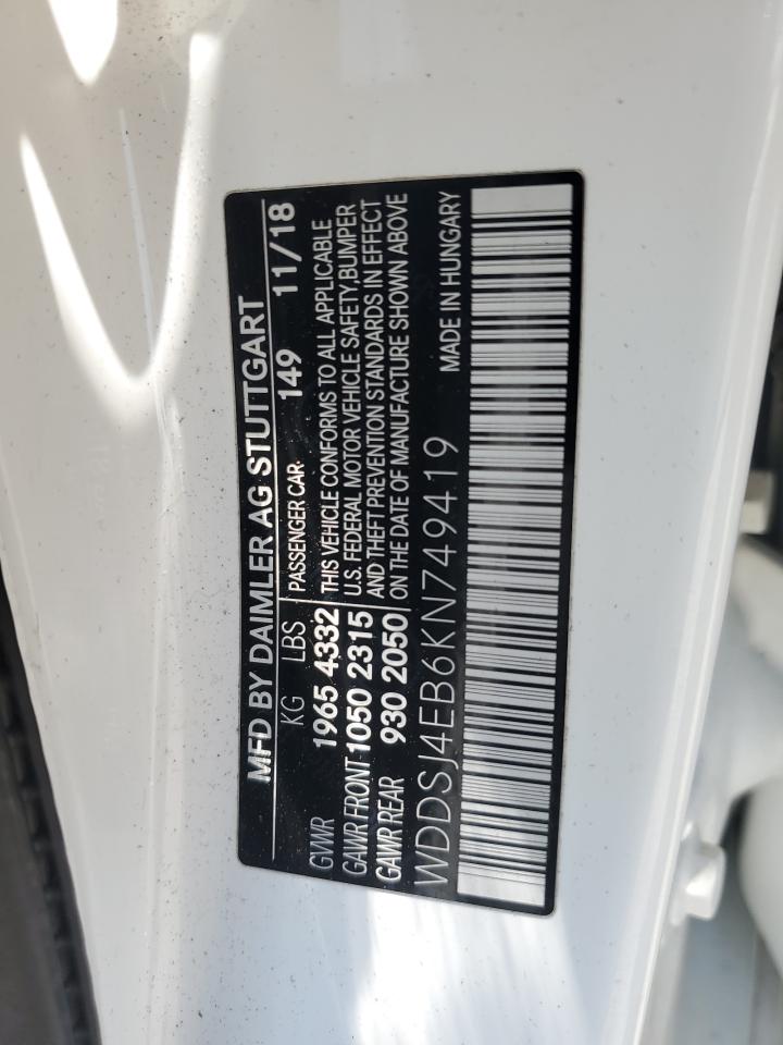 2019 Mercedes-Benz Cla 250 VIN: WDDSJ4EB6KN749419 Lot: 64517735