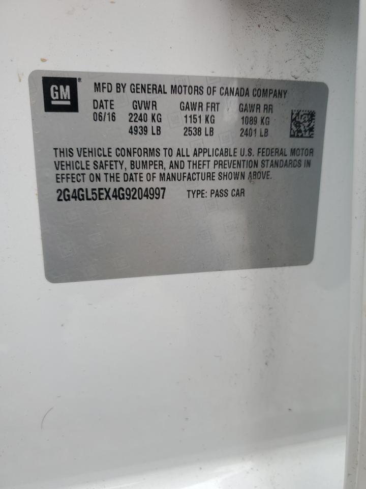 2016 Buick Regal VIN: 2G4GL5EX4G9204997 Lot: 62731245