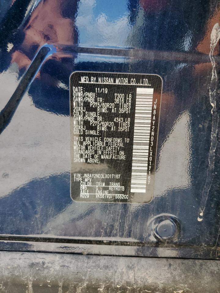 2020 Nissan Armada Sv VIN: JN8AY2ND3LX017167 Lot: 64629545