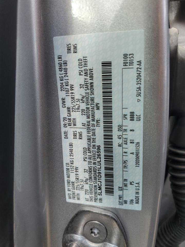 2020 Lincoln Corsair VIN: 5LMCJ1D91LUL26596 Lot: 65359545