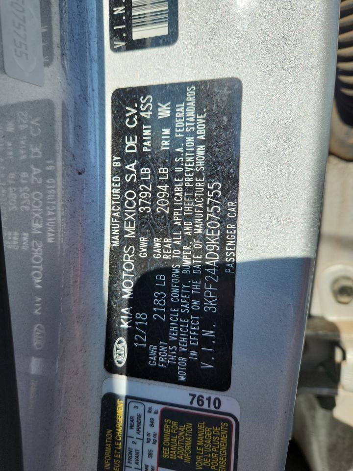 2019 Kia Forte Fe VIN: 3KPF24AD9KE075755 Lot: 64902165