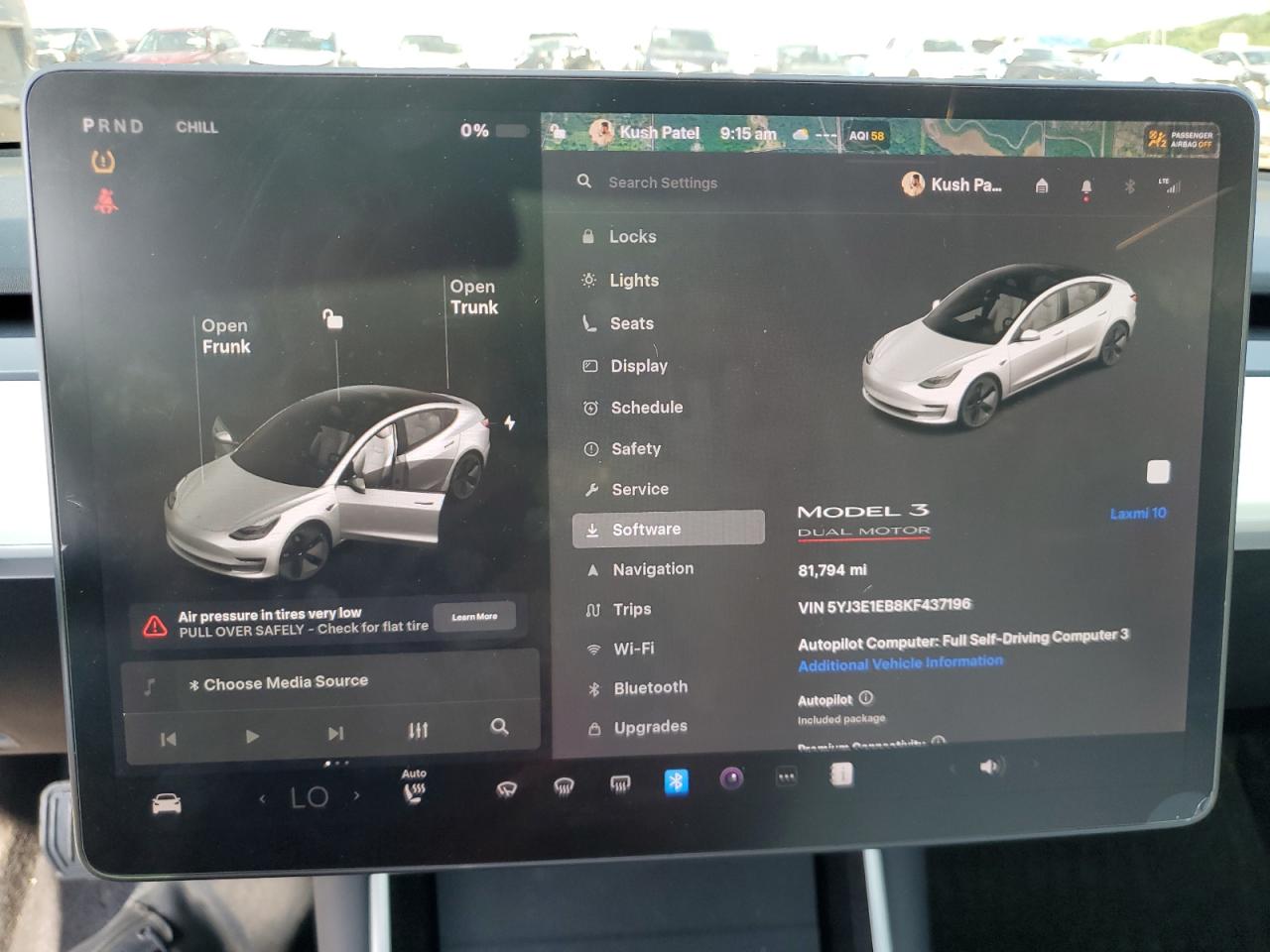 5YJ3E1EB8KF437196 TESLA MODEL 3 2019