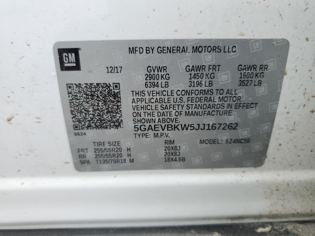 2018 Buick Enclave Premium VIN: 5GAEVBKW5JJ167262 Lot: 63738465
