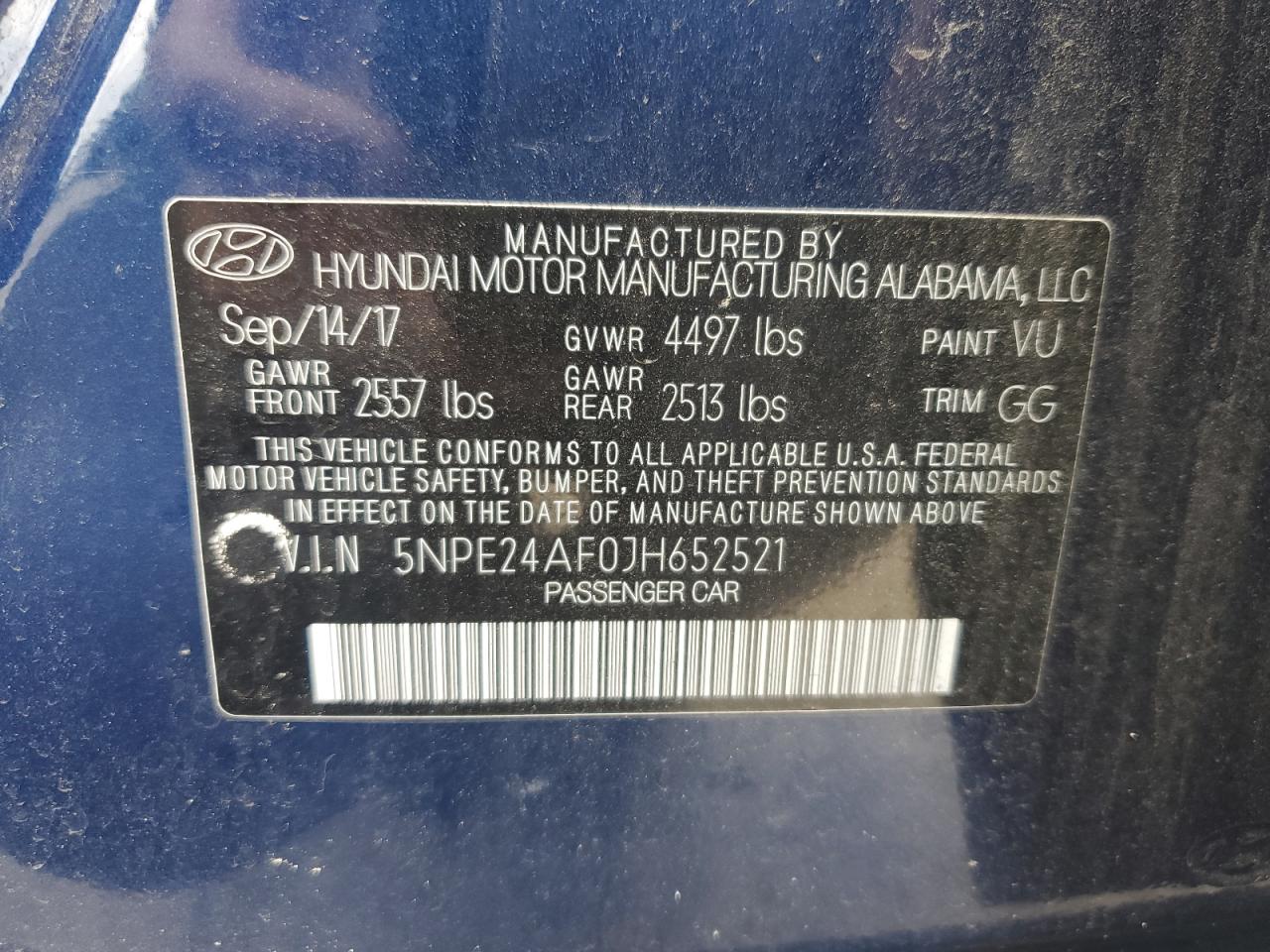 2018 Hyundai Sonata Se VIN: 5NPE24AF0JH652521 Lot: 63626115