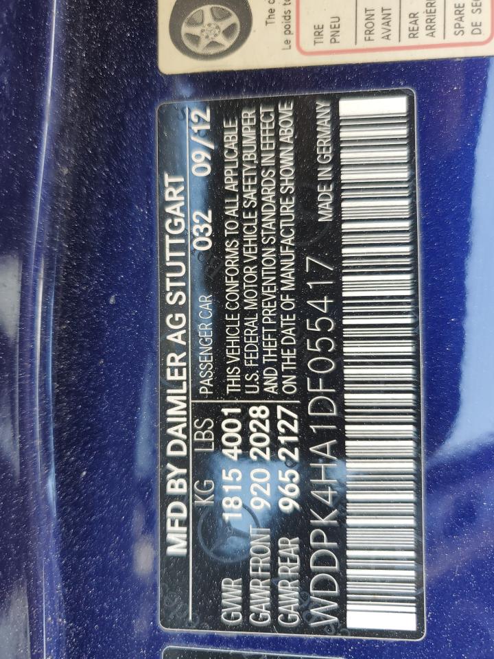 2013 Mercedes-Benz Slk 250 VIN: WDDPK4HA1DF055417 Lot: 62498335