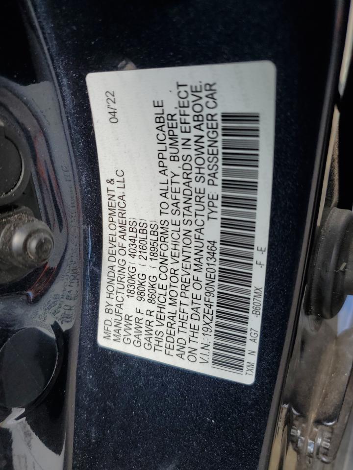 2022 Honda Insight Touring VIN: 19XZE4F90NE013464 Lot: 64757495