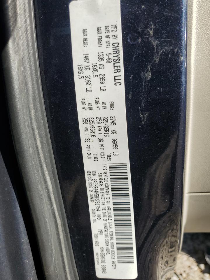 2008 Chrysler Town & Country Lx VIN: 2A8HR44H58R781754 Lot: 63615115