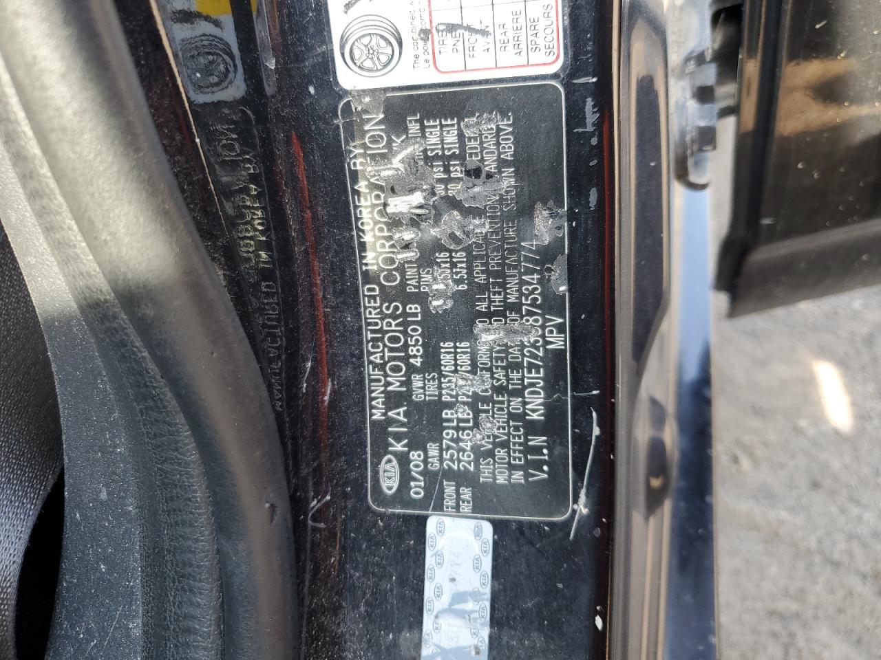 kndje723687534774 KNDJE723687534774 2008 Kia Sportage Ex