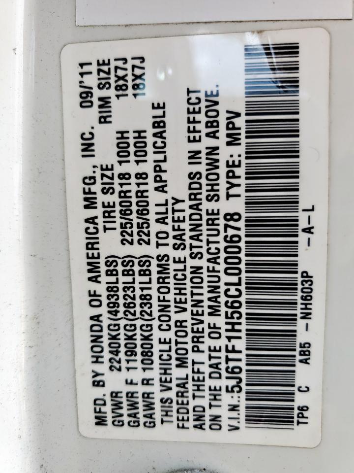 2012 Honda Crosstour Exl VIN: 5J6TF1H56CL000678 Lot: 83965455