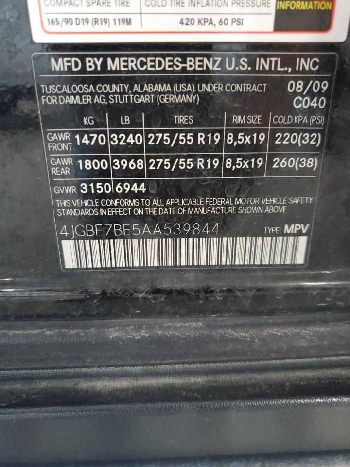 2010 Mercedes-Benz Gl 450 4Matic VIN: 4JGBF7BE5AA539844 Lot: 65139645