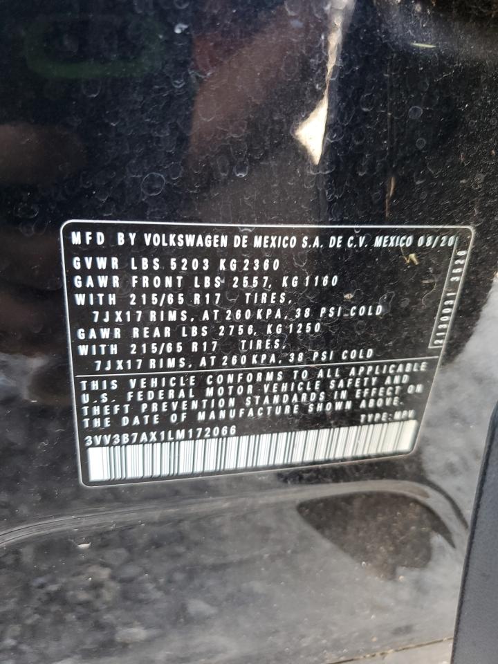 2020 Volkswagen Tiguan Se VIN: 3VV3B7AX1LM172066 Lot: 63498735
