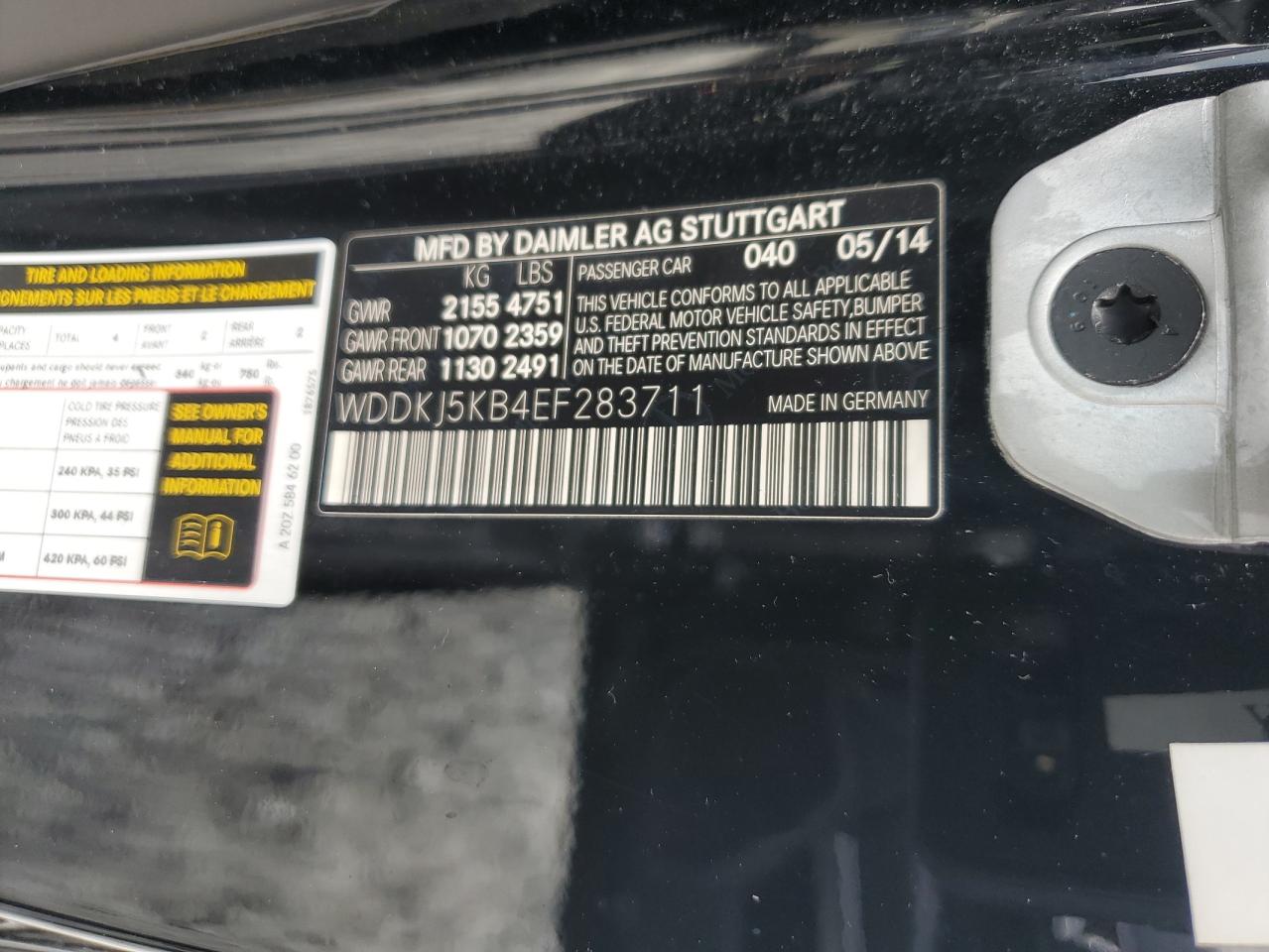 2014 Mercedes-Benz E 350 VIN: WDDKJ5KB4EF283711 Lot: 62452755