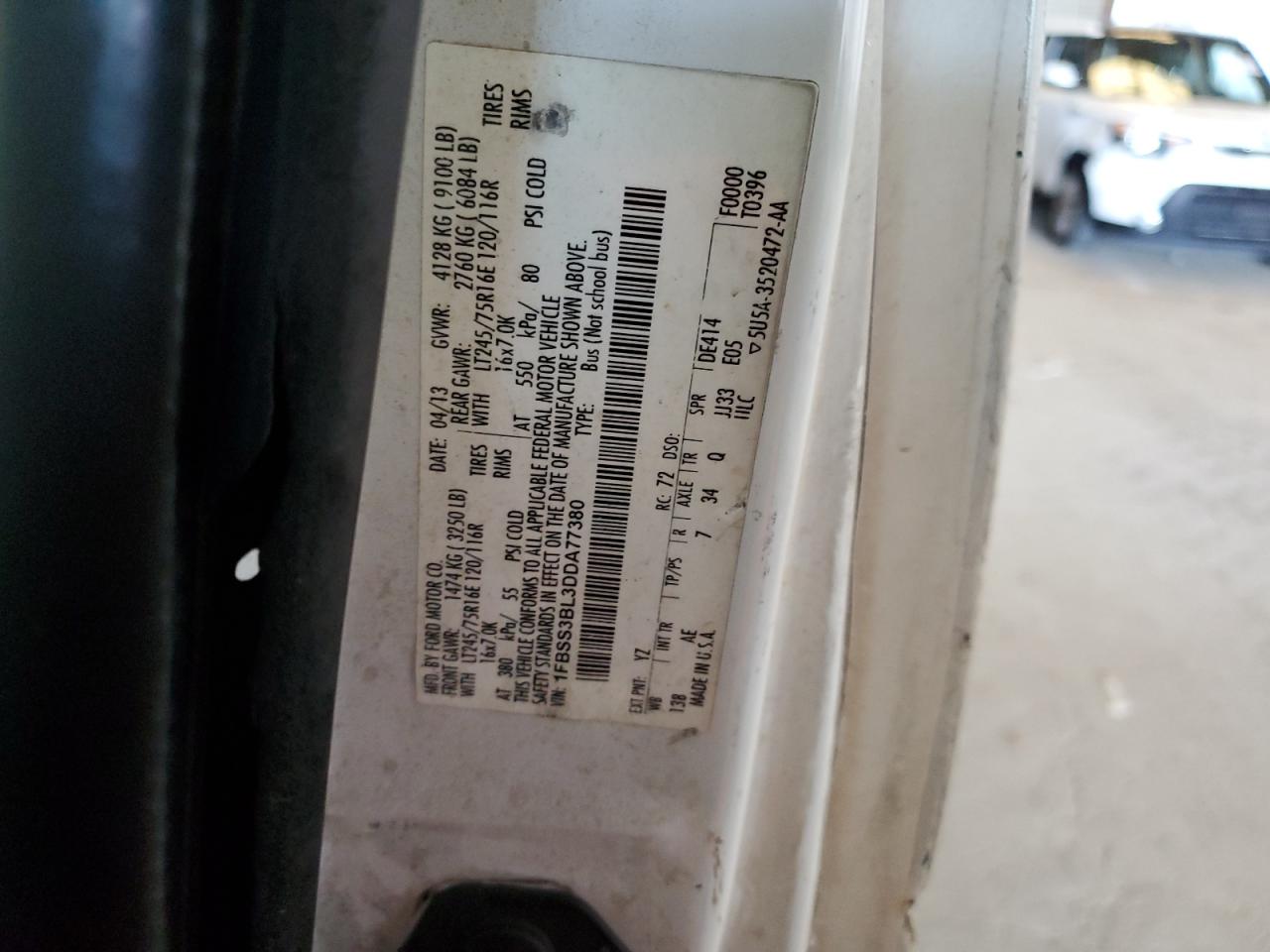 2013 Ford Econoline E350 Super Duty Wagon VIN: 1FBSS3BL3DDA77380 Lot: 63444055